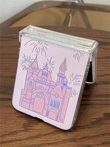 Luxury Dreamy Fireworks Laser Gradient Castle Folding Phone Case Compatible With Samsung Galaxy ZFlip7 ZFlip6 ZFlip5 Z Flip 4 Zflip 3 5G Stylish Cute Protect Clear PC Back Cover - Pink - View 6