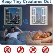 白色PP纳米窗纱网，防尘防虫薄纱窗帘，透气透光网，可水洗抗皱，适用于卧室厨房，安装简便 - 黑色 - 查看 6