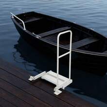 gladney Foldable Aluminum Boat Boarding Platform With Detachable Handrail 20.1*18.8*38.8in Grey 330lb Capacity Includes Gloves Easy Store Rotating Axes - Grey - View 5