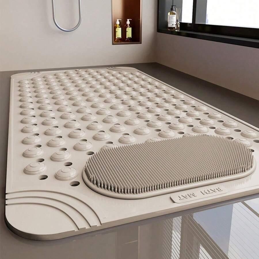 5 Colors Optional, Bathroom Non-Slip Massage Mat, Hotel Shower Floor Mat, Bathroom Carpet, Household Bath Mat - Màu kaki 1 - Xem 1