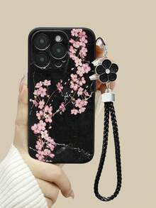 Flower Plum Blossom Painted Perforated Black Detachable Bracelet, Minimalist Fashion Creative Shockproof Phone Case Compatible With IPhone 17/17 Pro/17 Pro Max, 16/11/16 Pro/16 Plus/16 Pro Max/16e, 15 Pro Max, 13/14/12/XS/XR/7G/8P, Galaxy S25/S25 Plus/S25 Ultra, A16/A36/A26/A56/A50/A12/A32 - Multicolor - View 1