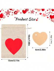 12/4pcs Heart-Shaped Linen Drawstring Pouches, Heart-Shaped Cards, Party Gift Bags, Souvenir Packaging, Gift Wrapping Supplies, Reusable Snack/Candy Bags, Suitable For Mother's Day, Bridal Shower, Wedding, Holiday Events, Birthday Party - Multicolor - View 11