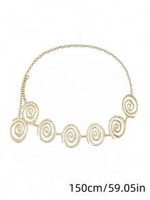 1pc Women's Minimalist Versatile Asymmetric Geometric Spiral Dress With Belt - Striped Spiral Style - View 11