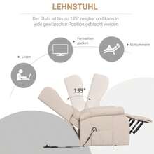 Electric Reclining Chair With Tilt Function, Senior Chair With Lift Assistance, Up To 200 Kg, 72.5 X 94 X 109 Cm, Cream | .De - Apricot - View 5