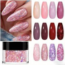 10克/盒 Y2K 丙烯酸浸粉指甲油，纯闪粉浸粉指甲油，适合家用美甲沙龙浸粉美甲设计，速干浸粉 - 彩色 - 查看 5