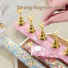 美甲练习支架，全息星形亮片底座，美甲佩戴练习板，美甲设计样品展示架，美甲工具 - 彩色 - 查看 3