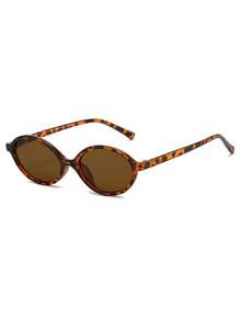 1 Pair Women's Leopard Print Oval PC Frame Vintage Fashion Glasses, For Street Style And Runway - Multicolor - View 2