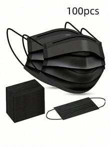 100pcs Black Disposable Face Shields - Non-Reusable, Non-Medical - Safety And Occupational Protection - Black - View 10