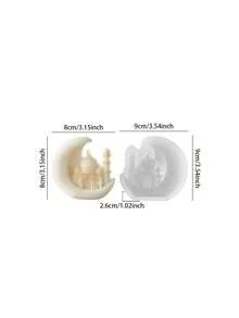 1个3D月亮城堡和星星硅胶模具，可重复使用，耐热，易脱模，易清洗，适用于制作蜡烛/石膏/树脂/粘土/手工皂，DIY家居装饰，工艺爱好礼品 - 白色 - 查看 7