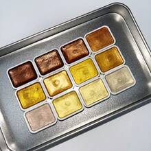 1 Hộp màu nước dạng rắn, Hộp kim loại đựng màu nước, Dụng cụ vẽ tranh màu nước, Quà tặng nghệ thuật cho năm học mới, năm mới và các dịp lễ, Dùng cho mục đích nghệ thuật - Mảnh duy nhất - Xem 2