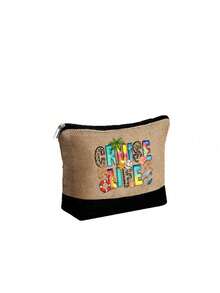 Túi xách đi biển dành cho nữ, in dòng chữ "Sailing Life" và họa tiết cây cọ, túi xách dung tích lớn với 2 ngăn đựng mỹ phẩm, điểm xuyết các yếu tố cá heo, sao, vỏ sò, thích hợp cho du lịch, cuộc sống biển, du thuyền, kỳ nghỉ biển, quà tặng sinh nhật cá nhân hóa cho bạn bè và người thân. - Nhiều màu - Xem 13