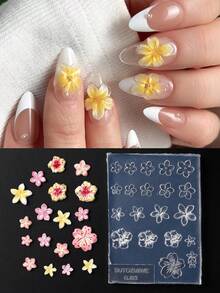 1个硅胶美甲模具，春季芙蓉花蛋花五瓣盛开设计，3D雕刻模板，凝胶指甲油模板，DIY美甲配件工具 - 無色 - 查看 3