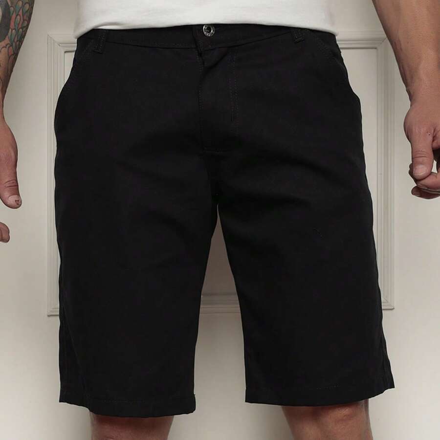 Men's Premium Colored Denim Bermuda Shorts In Various Colors - Black - View 1