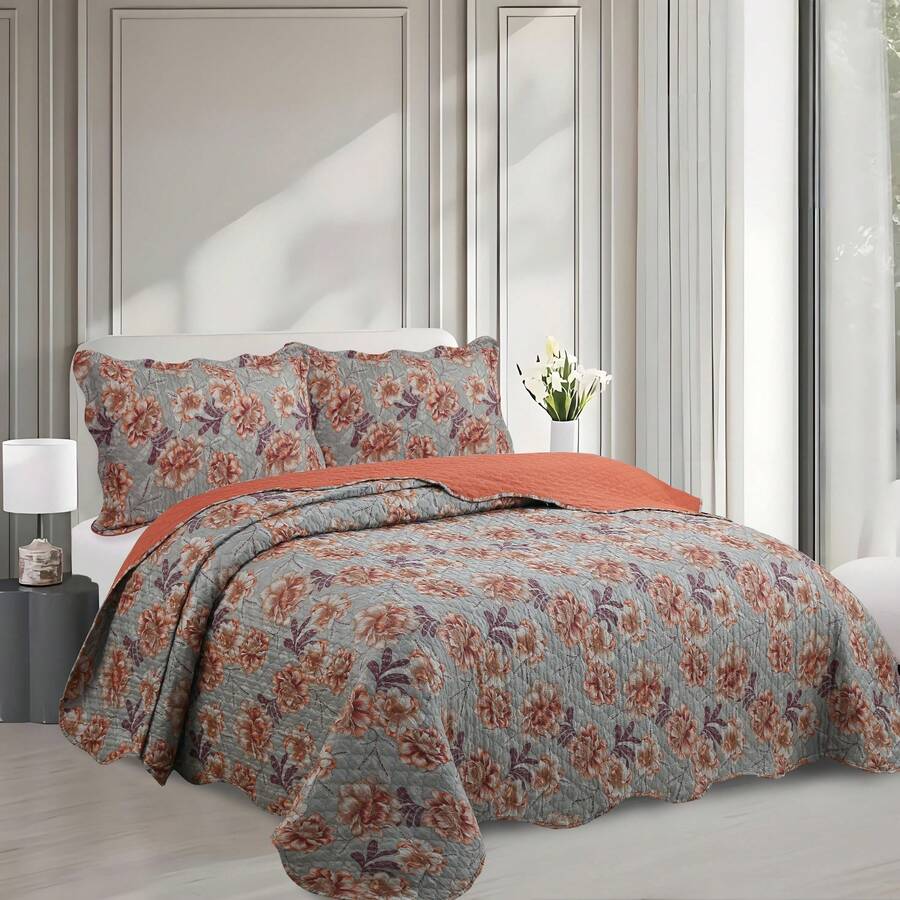 Double-Sided 3-Piece Printed Bedspread Set. - Print 27 - View 1