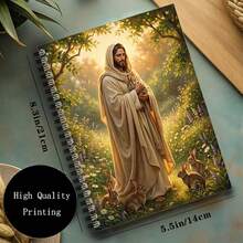 1 本《耶稣与兔子》笔记本，复活节礼物，宗教礼物，螺旋装订，封面为耶稣拥抱兔子的神圣图案，笔记本，记录信仰和生活感悟，笔记本，复活节主日学奖品，笔记本，基督教家庭纪念品，个人整理，笔记本 - 1pc - 查看 3