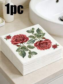20/10/1pc Rose Print Napkins - Valentine's Day Tablecloth, 10*10 Inch 3-Ply Thick Disposable Napkins, Suitable For Valentine's Day Tableware, Birthday Party, Spring Decoration, Restaurant And Kitchen Essentials - Multicolor - View 13