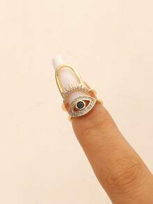 时尚法老恶魔之眼开口可调节精致指甲戒指设计几何指甲戒指，适合日常佩戴，女士 - 彩色 - 查看 13