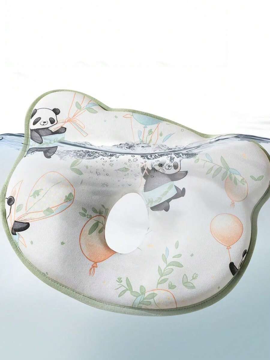 1pc Teddy Bear Head U-Shaped Baby Anti-Flat Head Shaping Pillow, Breathable Soft Neck Support Pillow, All Season, Washable, 20*25cm - Panda - View 1