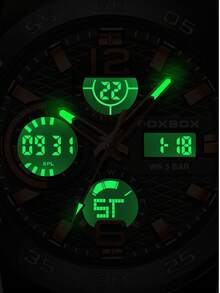 Reloj de hombre LIGE, reloj deportivo, reloj electrónico de moda con doble pantalla, luminoso, alarma y resistente al agua - Negro - Ver 7