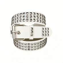 New Punk European And American Pyramid Cybery2k Subculture Gothic Square Rivet Leather Belt For Women