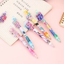 1/2/3/4/5/6pcs Witch Hunter Black Signature Pens, Student Ballpoint Pens, Writing Pens, Acrylic Sticker Pens, Push-Button Black Pens, Student Stationery, Writing Tools, Student Gifts - Multicolor - View 4