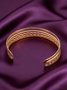 MONALLY 18K镀金不锈钢手镯，女士可叠戴，开口可调节，链条设计，低过敏性材质，生日/周年纪念日时尚配饰，完美礼物 - 手鐲 - 查看 4