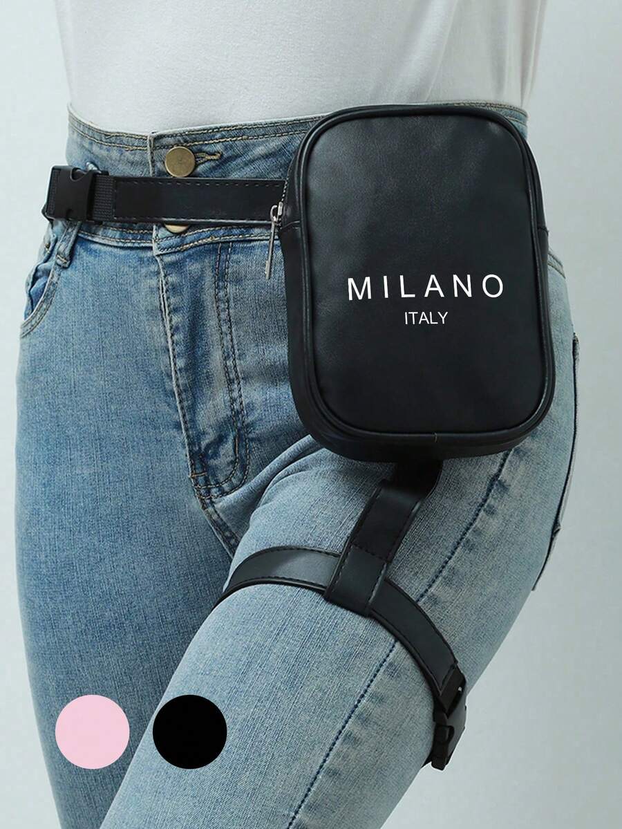 米兰意大利印花迷你可调节腿包，便携多功能运动腰包，适合户外运动、休闲跑步、户外骑行、健身杂物收纳，轻便尼龙内衬，易于清洁，适合日常通勤和外出，是返校季、海滩、海边、度假、母亲节、夏季、新年、斋月、开斋节、情人节、圣诞节或感恩节的完美礼物。 - 彩色 - 查看 1