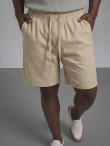 GRDR Pantalones cortos de lino casuales con cordón para hombre, verano - Albaricoque - Ver 4