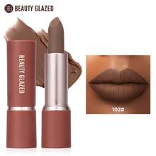 beauty glazed Set de Lápiz Labial Mate, Color Nude, Hidratante, de Larga Duración, Caja de Regalo Cosmético Resistente al Agua - #102 - Ver 10