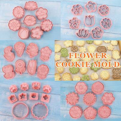 8/10 Stück Blumen Keksausstecher Keksstempel Fancy Blumen Backwerkzeuge für Valentinstag, Ostern, Muttertag, Lehrertag, Abschluss, Thanksgiving Dekoration