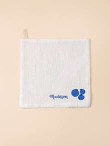 1pc Custom Embroidered Lace Trim Baby Handkerchief, Soft Absorbent Face Towel, Suitable For Boys And Girls, All Seasons