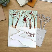 Troqueles de corte con diseño de árboles creativos, plantillas de estarcido para hacer álbumes de recortes DIY, tarjetas de felicitación, manualidades de corte de papel y plantillas de tarjetas de regalo - Plateado - Ver 4