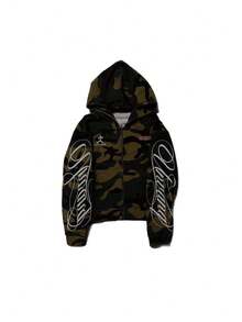 2026 Spring New Men's And Women's High Street Fashion Embroidery Camouflage Harajuku Ins Style Zipper Hooded Sports Sweatshirt Y2k Clothing Jacket - 迷彩 - 查看 6