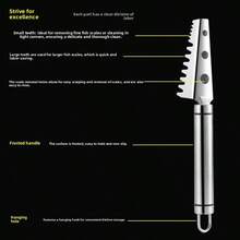 1个不锈钢鱼鳞刮刀，快速去除鱼鳞海鲜工具 - 銀色 - 查看 6