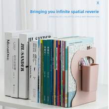 1pc Expandable Bookshelf: Creative Plastic Bookends, Binder Clips, Bookshelf, Pen Holder, Space Saver & Organizer For Students - Multicolor - View 7