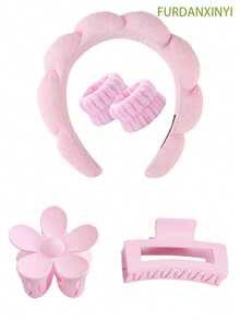 FURDANXINYI 5/39pcs Women Makeup & Hair Care Products Set, Including Sponge Makeup Headband Towel Soft Hair Accessories, Girls Fluffy Soft Headband, Eyeshadow Blending Brush & Makeup Sponge Set, Nail Clippers