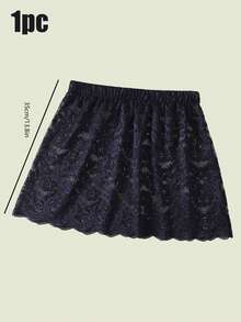 2件/1件 - 女士蕾丝底半身裙，带卫衣叠层和内衬，小梅花卫衣下摆蕾丝内衬裙，时尚百搭的遮羞布裙，蕾丝遮羞布半身裙，防眩光遮羞布外裙叠层时尚短裙。 - 彩色 - 查看 9