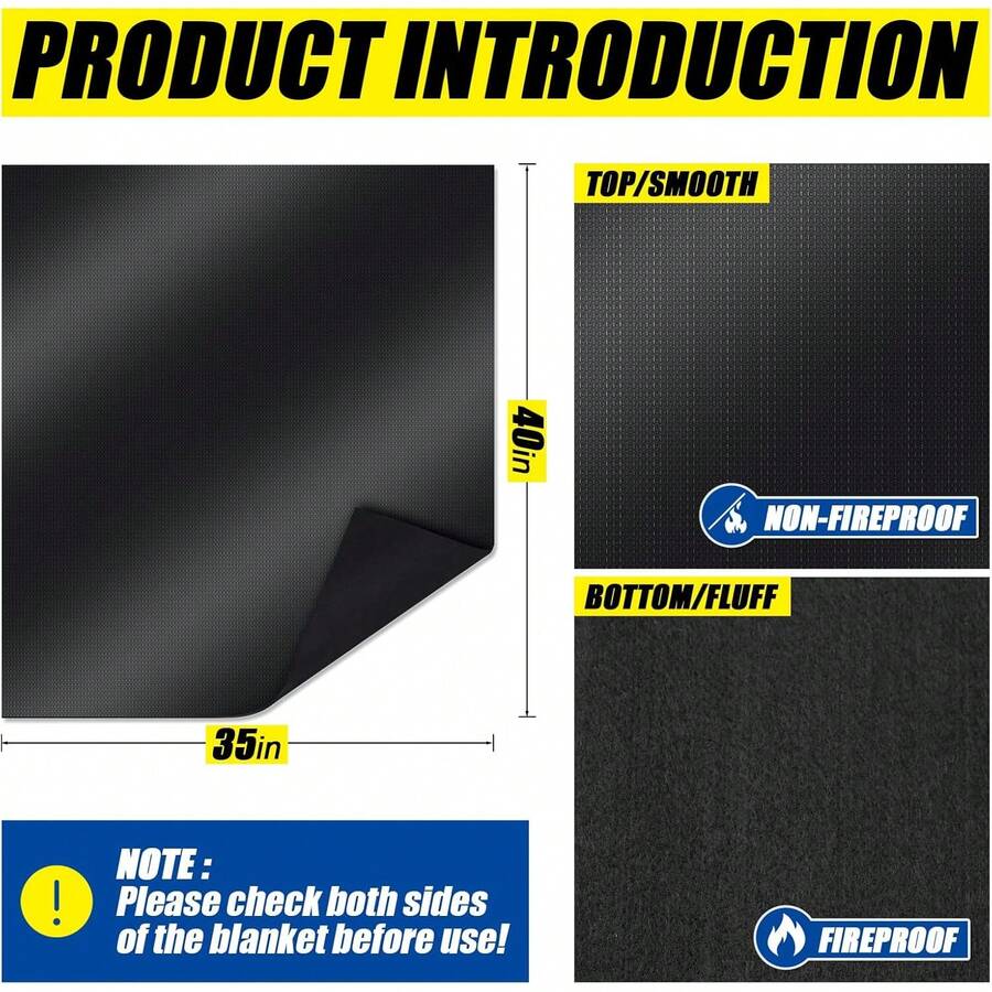 Thermal Blanket Grill, 35x40 Inch Heavy-Duty Smoker Grill Insulation Cover Winter Cooking, Pellet Grill Heat Shield Traeger Stoves, Cuttable Insulated Blanket - 黑色 - 查看 1