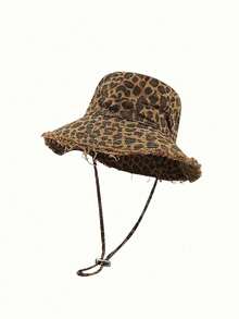 Sombrero de cubo con borde deshilachado y etiqueta con letra, sombrero de cubo ligero y versátil de moda (letras aleatorias NA y AN) - Multicolor - Ver 22