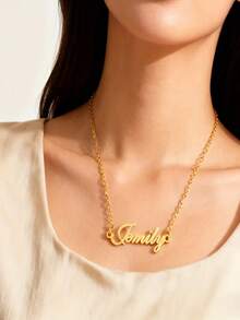 1 Customized Personalized Frosted Name Necklace Stainless Steel Nameplate Necklace Girl's Gift Jewelry Valentine's Day - Multicolor - View 5