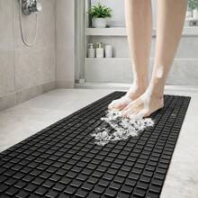 PVC Bathroom Anti Slip Pad 40x100cm Extended Design With Suction Cup Fixing And Drainage Hole Machine Washable And Durable - Black - View 2