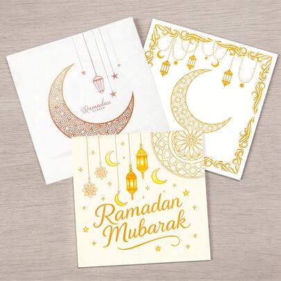 20 Stück/40 Stück Ramadan Eid Mubarak dekorative Servietten, geeignet für Ramadan Festtafel DIY Dekoration, Eid Party Dekorationen