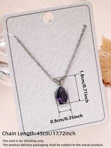 1 mặt dây chuyền đá Cubic Zirconia sang trọng dành cho nữ, thích hợp làm quà tặng Ngày Valentine, đám cưới, lễ đính hôn, kỷ niệm, hoặc dùng trong các bữa tiệc. - Màu tím - Xem 5