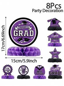 8pcs/Set Graduation Honeycomb Ornaments For Graduation Decor Table Centerpiece , 2026 Graduation Honeycomb Decorations Paper Ornaments, Room Decor, Home Decor, Celebration Graduation Party Room Table Background Decoration, Graduation Season Party Favor Gifts, Graduation Photo Props, Congrats Graduation Party Supplies, Easter Valentine's Day - Graduation Season - View 13