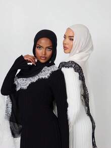 1件莫代尔蕾丝头巾，舒适柔软透气，适合日常佩戴，可搭配长袍。 - 蕾絲頭巾 - 查看 2