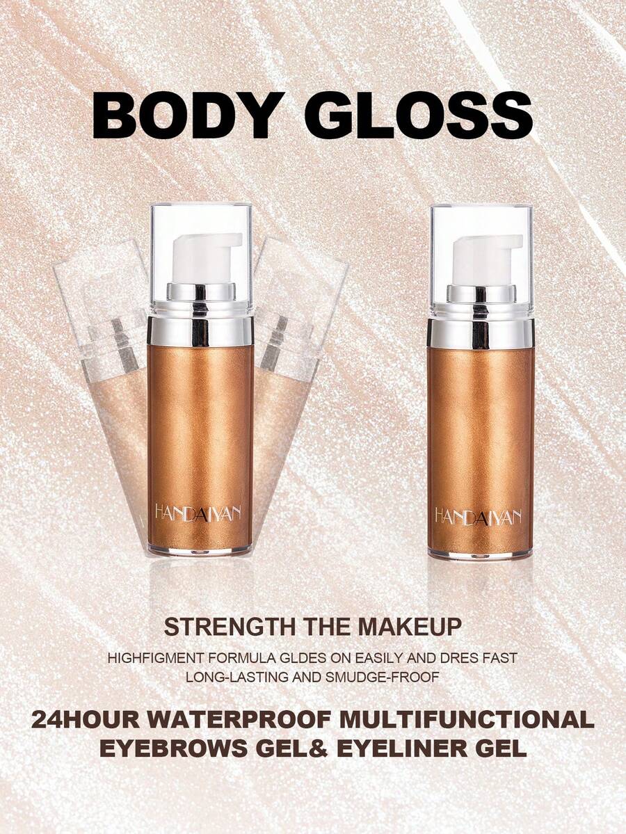 HANDAIYAN Highlighter Body Lotion: Brightening Serum For Long-Lasting, Natural-Looking Glow-Perfect For Summer Beaches, Pool Parties, Halloween, And Christmas Gifts. Ideal As A Gift For Birthdays, Valentine's Day, And Mother's Day. A Must-Have For Wild Parties - 棕色 - 查看 1