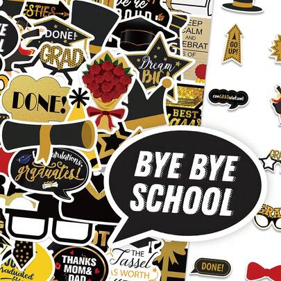 52 de bucăți autocolante pentru sezonul absolvirii, cadouri de absolvire, autocolante impermeabile autoadezive, autocolante decorative graffiti DIY pentru albume de scrapbooking, jurnal, iPad și tabletă