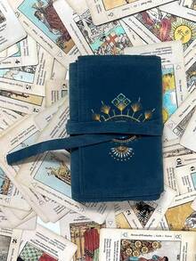 1个印有蓝色邪眼图案的天鹅绒塔罗牌收纳袋，4种颜色可选，塔罗牌收纳袋，抽绳封口，天鹅绒塔罗牌袋，塔罗牌配件，柔软面料保护套，便携袋，卡包，适合存放塔罗牌和小物件，塔罗牌收纳袋，卡牌和物品面料保护套，塔罗牌配件 - 彩色 - 查看 3