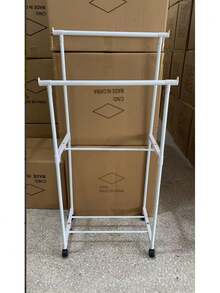 这款时尚的单层/双层衣柜配有滚轮和底座，适用于家庭、酒店、宿舍、客厅、卧室、阳台、玄关等场所。双杆设计（尺寸：57厘米*35厘米*120厘米，可悬挂6-8件衣物）易于拆卸。 - 彩色 - 查看 14