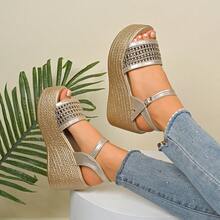 New Women's Fashion Simple Versatile Casual Platform Wedge Slide Sandals - Champagne - View 6